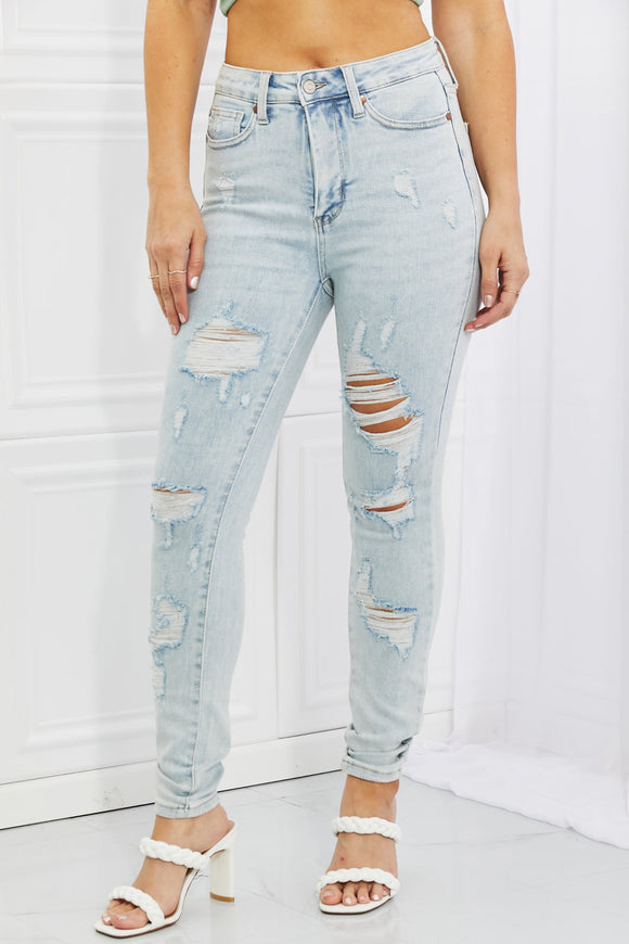FK Full Size High Waisted Distressed Skinny Jeans