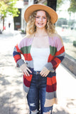 Weekend Ready Multicolor Striped Slouchy Open Cardigan