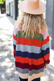 Weekend Ready Multicolor Striped Slouchy Open Cardigan