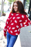 Game Day Red Football Print Jacquard Knit Sweater