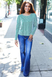 Hello Beautiful Green Rib Dolman Cropped Top