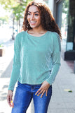 Hello Beautiful Green Rib Dolman Cropped Top