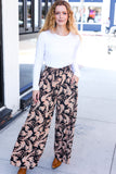 Fall Vibes Black Paisley Print Smocked Waist Palazzo Pants