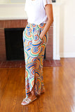 Multicolor Mandala Smocked Waist Side Slit Palazzo Pants