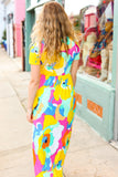 Under Clear Days Yellow/Mint Floral Fit & Flare Maxi Dress