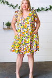 Indigo & Lemon Floral Babydoll Ruffle Dress