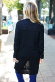 Everyday Black Striped Knit Open Cardigan