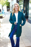 Everyday Hunter Green Striped Knit Open Cardigan