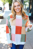 Be Bold Ivory & Rust Checker Jacquard Knit Sweater