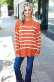 Stand Out Rust Striped Oversized Knit Sweater