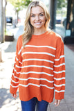 Stand Out Rust Striped Oversized Knit Sweater