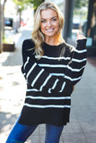 Stand Out Black Striped Oversized Knit Sweater