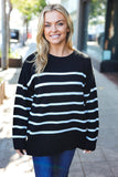 Stand Out Black Striped Oversized Knit Sweater