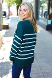 Stand Out Hunter Green Striped Oversized Knit Sweater