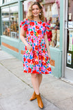 Love Found Pink Floral Smocked Ruffle Sleeve Tiered Dress