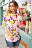 Just My Type Pink Floral Cowl Neck Sweater Top