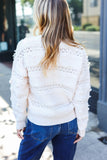 Everyday Cream Pom Pom Button Down Cardigan