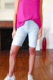 Judy Blue Light Wash Distressed Cut Off Bermuda Shorts