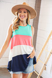 Mint Color Block Sleeveless Tunic Top