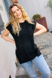 Best In Bold Black Dolman Ribbed Knit Sweater Top