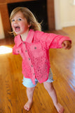 Kids Giddy Up Rose Cotton Floral Lace Button Down Top