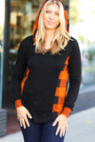 Black & Rust Plaid Hacci Knit Hoodie