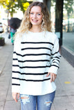 Stand Out Ivory Striped Oversized Knit Sweater