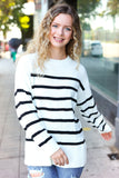 Stand Out Ivory Striped Oversized Knit Sweater