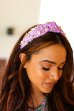 Purple Heart Pearl & Jewel Knot Knit Headband