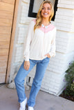 Champagne & Blush Rainbow Stripe Rib Chevron Top