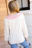 Champagne & Blush Rainbow Stripe Rib Chevron Top