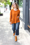 Rust Hacci Dolman Pocketed Sweater Top