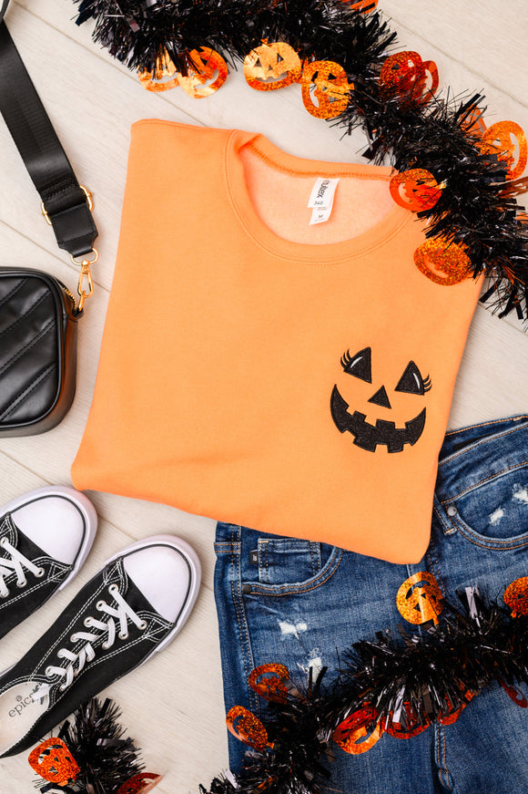 PREORDER: Embroidered Pumpkin Jack Applique Sweatshirt