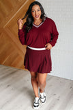 All Out Comfort V-Neck Pullover in Red Merlot