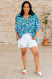 Dreamer Peplum Top in Navy and Mint Floral