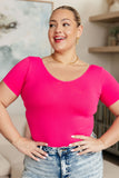 Everyday Scoop Neck Short Sleeve Top in Fuchsia