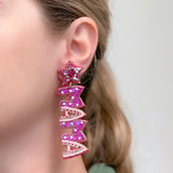 PREORDER: Love Mama Beaded Dangle Earrings in Pink