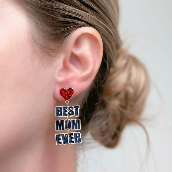 PREORDER: Best Mom Ever Enamel Dangle Earrings