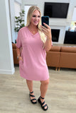 Go-Go Girl V-Neck T-Shirt Dress in Light Rose