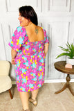 Vacay Vibes Fuchsia Floral Print Fit & Flare Smocked Dress