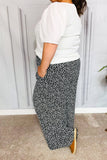 Let's Meet Up Black Animal Print Smocked Waist Palazzo Pants