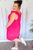 Lots To Love Fuchsia Smocked Flutter Sleeve Tiered Midi Dress