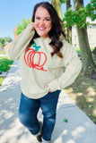 Pumpkin Spice Metallic Yarn Embroidered Oversized Sweater