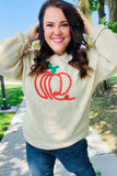 Pumpkin Spice Metallic Yarn Embroidered Oversized Sweater