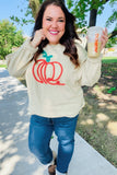 Pumpkin Spice Metallic Yarn Embroidered Oversized Sweater