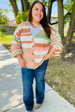 Fall Vibes Taupe & Sage Stripe Button Down Cardigan