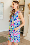 Lizzy Tank Dress in Royal Tropical Floral