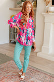 Lizzy Top in Magenta and Teal Tropical Floral