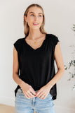 Ruched Cap Sleeve Top in Black