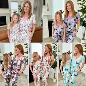 PREORDER: Matching Short Sleeve Pajamas in Assorted Prints